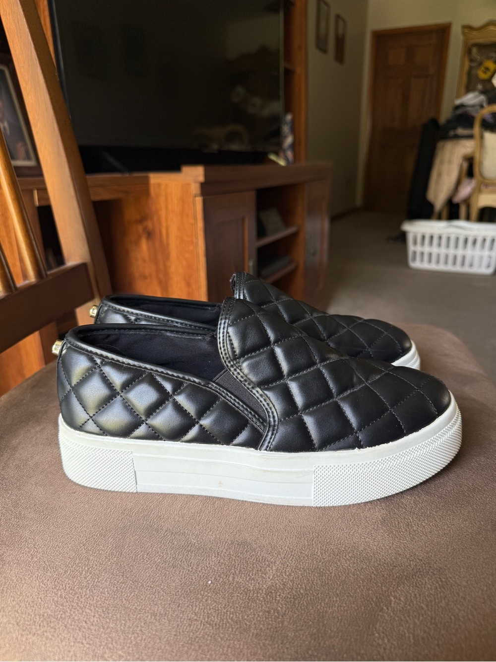 Fashion Nova Black Quilted Slip-On Loafers